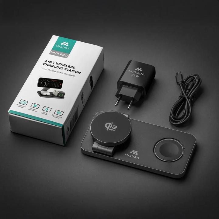 Actual product image Misura MH11 Pro 3-in-1 Faltbare Kabellose Ladestation - BLACK (35 W)