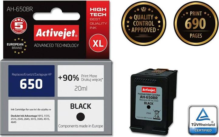 Produktbild Activejet AH-650BR Druckerpatrone (e) Kompatibel Hohe (XL-) Ausbeute (BK)