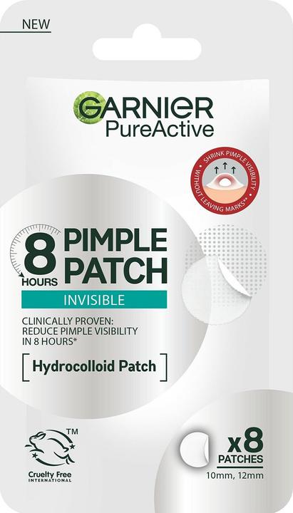 Garnier Unsichtbare Hydrokolloidpflaster mit BHA gegen Hautunreinheiten Pure Active (Pickelpflaster) 8 Stück (8 x)