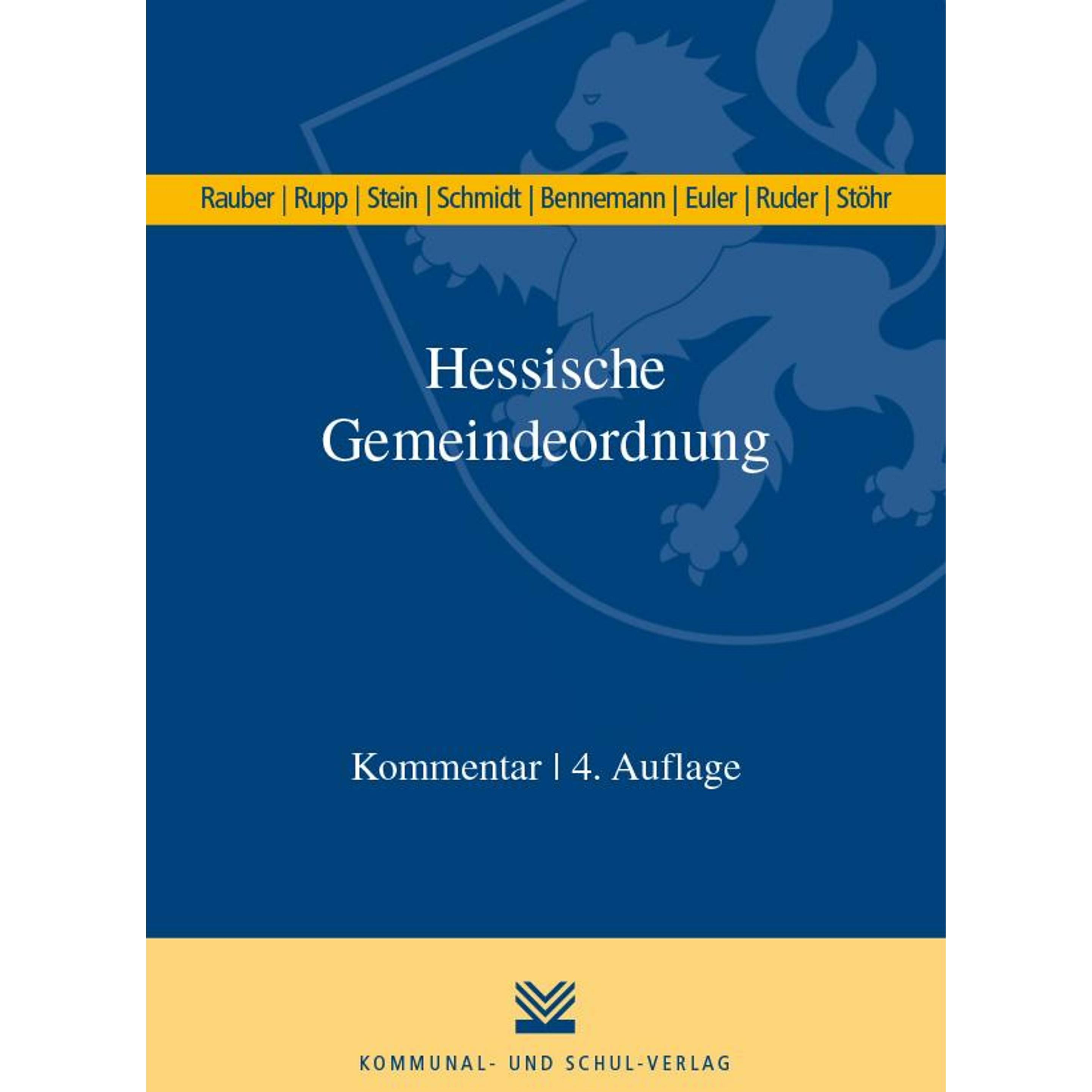 Hessische Gemeindeordnung (HGO), Fachbücher von Helmut Schmidt, Thomas Euler, Tim Ruder, Matthias Rupp, David Rauber