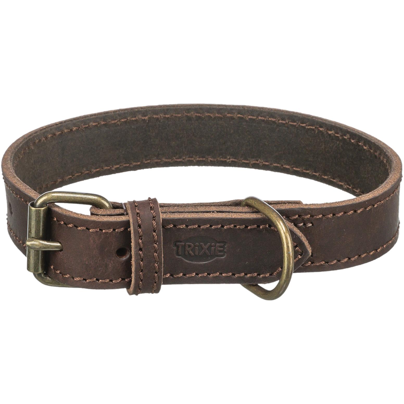Comparer les prix de Trixie Collier En Cuir Brun Foncé Rustique Foncé L