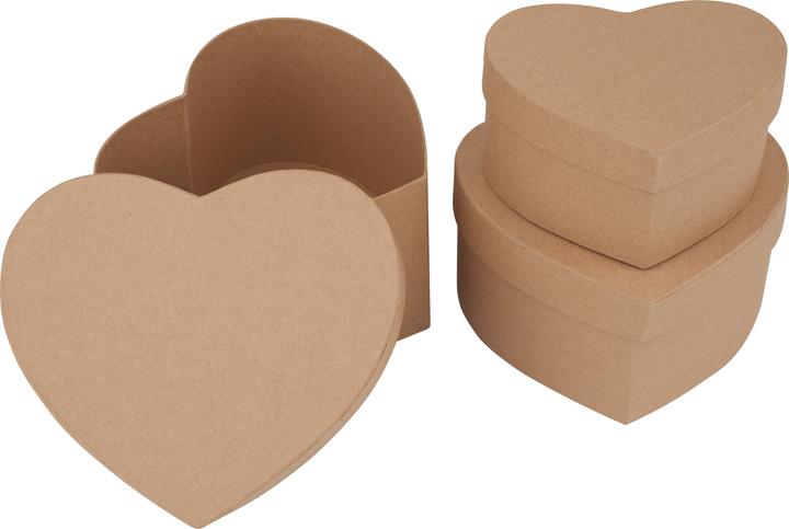 Actual product image VBS Heart boxes, set of 3, natural coloured cardboard (3x)