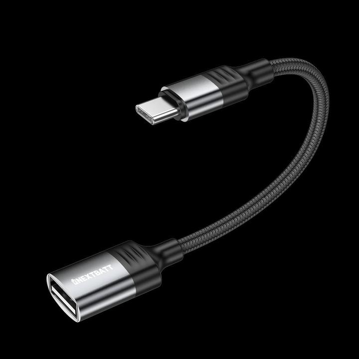 Image du produit Nextbatt USB-C to USB-A OTG adapter cable - Black/Gray