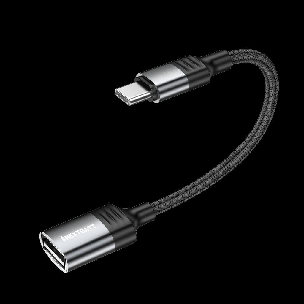 Nextbatt USB-C to USB-A OTG adapter cable - Black/Gray, Cavo USB