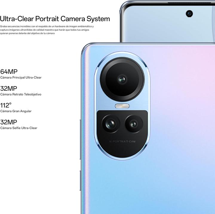 Produktbild OPPO Reno 10 (256 GB, Ice Blue, 6.70", Dual SIM, 5G)