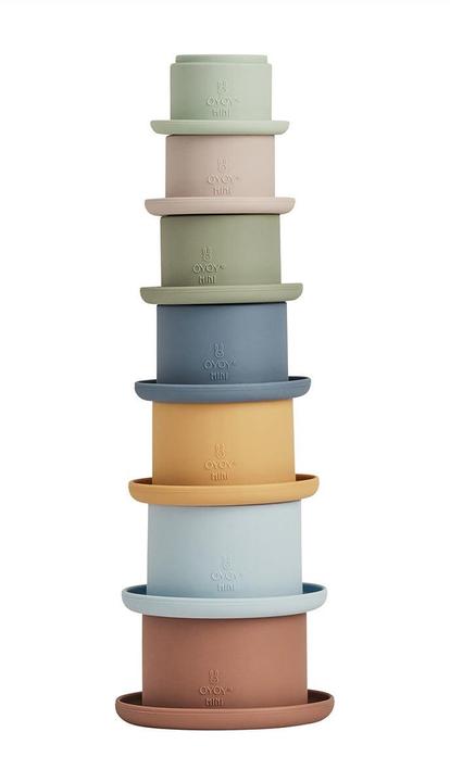 Actual product image OYOY Mini Tawa 7-piece stacking toy, caramel/blue