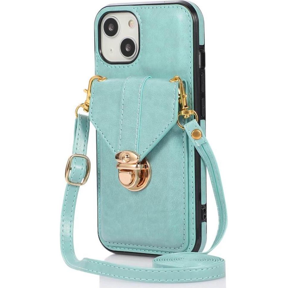 Cover-Discount iPhone 15 - Schutzhülle Case mit Tasche türkis (Apple iPhone 15), Smartphone Hülle, Türkis