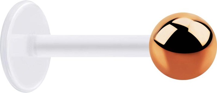Actual product image Star Piercing Micro labret transparent with rose gold ball (Surgical steel 316L, without brass, Bioflex)