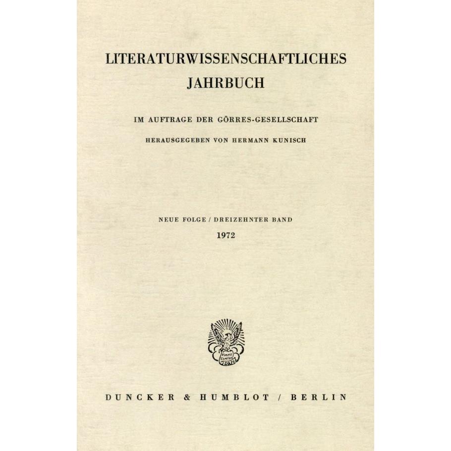 Literaturwissenschaftliches Jahrbuch., Fachbücher von Hermann Kunisch