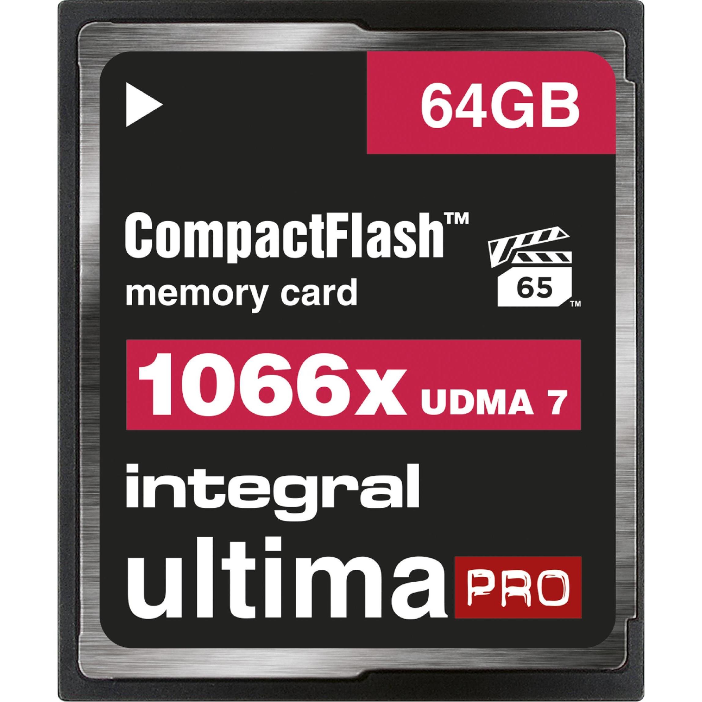 Integral Scheda CF 64GB UDMA-7 1066X VPG-65 (novità) (64 GB, CF, U1, UHS-I), Scheda di memoria, Nero