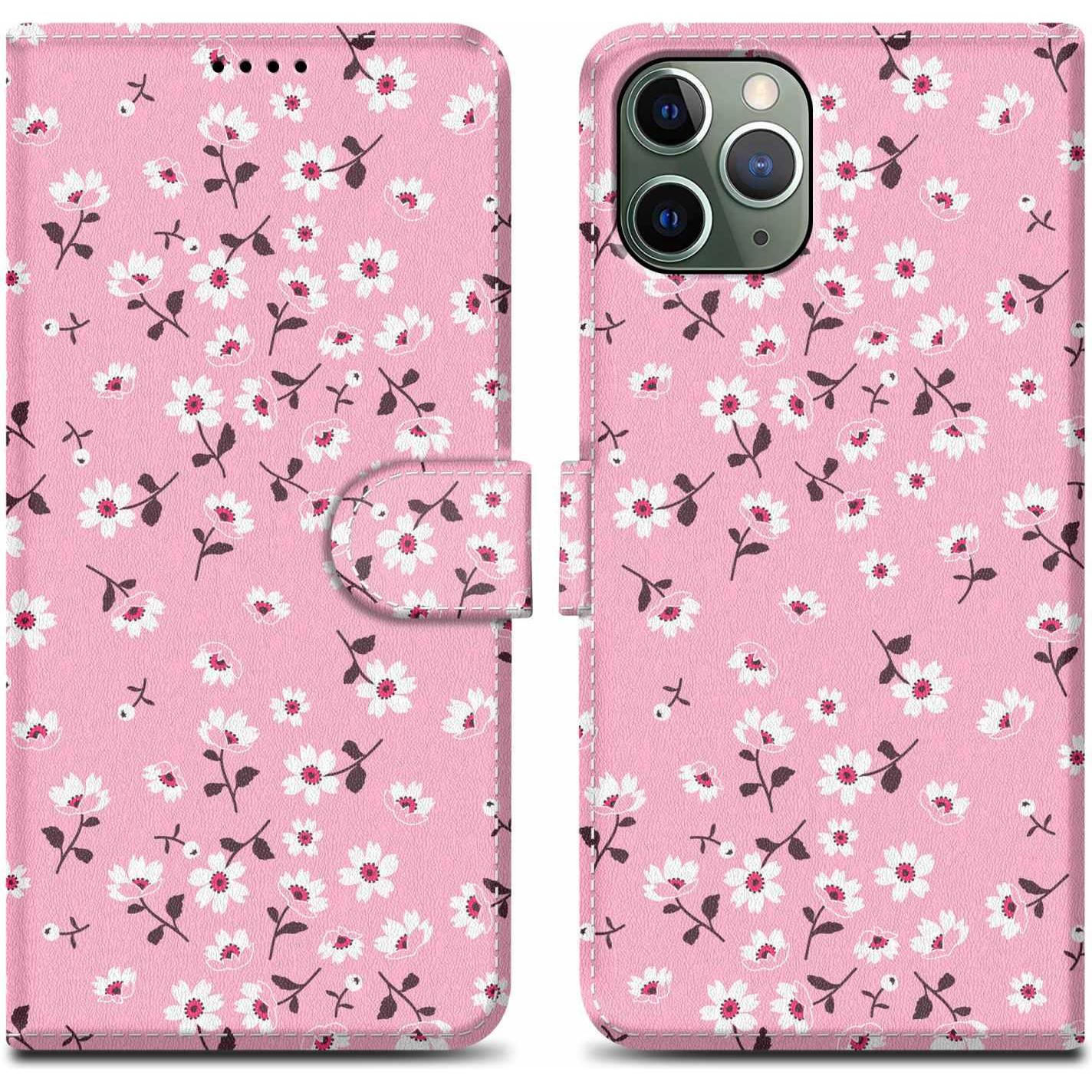Cadorabo Book Hülle mit Print (Apple iPhone 11 Pro Max), Smartphone Hülle, Rosa