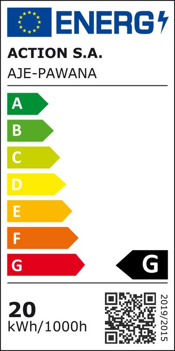 Label énergétique Activejet AJE-PAWANA éclairage mural, Adapté à l'intérieur Adapté à l'intérieur (1200 lm)