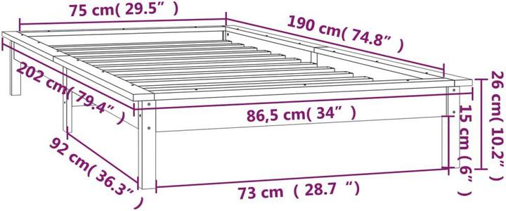 Produktbild vidaXL Bettgestell (75 x 190 cm)