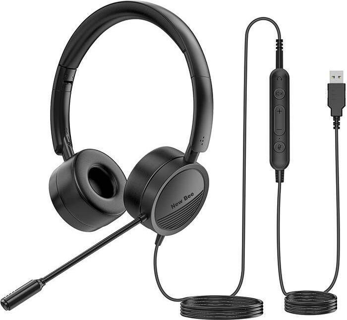 Actual product image NewBee New Bee NB-H360 wired headphones with microphone (black) (NC, Cable)