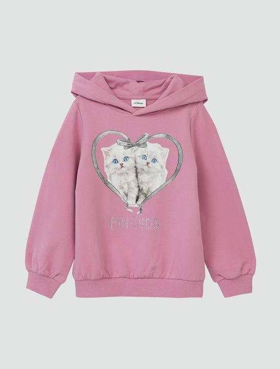 Produktbild s.Oliver Sweatshirt Hoodie mit Frontprint und Schmucksteinen (98)