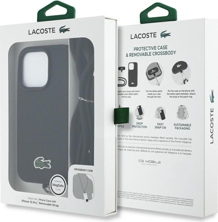 Immagine prodotto Lacoste Case Iconic Petit Pique Crossbody Cord MagSafe for iPhone 15 Pro black (Apple iPhone 15 Pro)