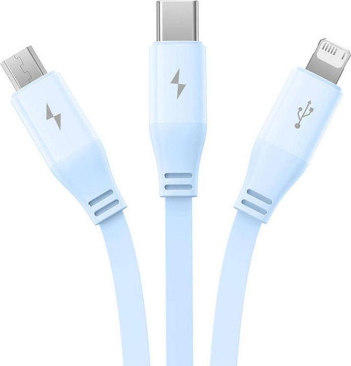 Immagine prodotto Baseus Cavo USB Cavo di ricarica 3-in-1 da USB-C, USB-M, Lightning 3.5A, 1.1m (blu) (1.10 m, 100 W)