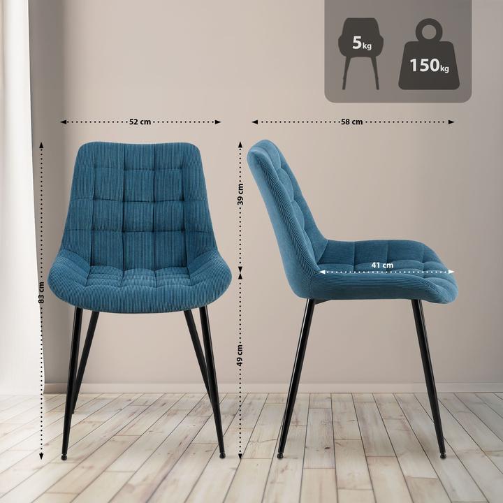 Actual product image CLP Sardna dining chair upholstered in corduroy with backrest