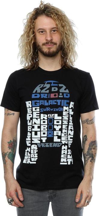 Actual product image Star Wars Mens R2-D2 Text Head T-Shirt (XL)