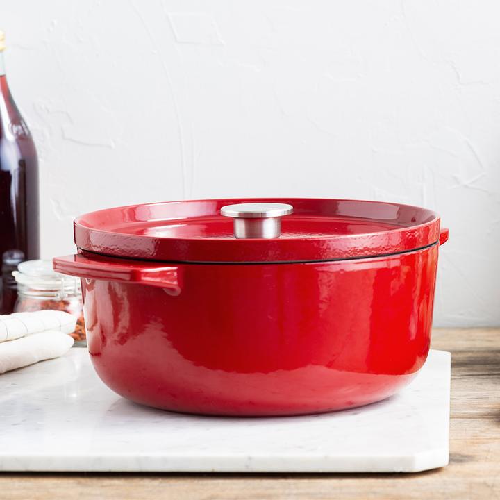 Produktbild KitchenAid braadpan 26cm - gemailleerd gietijzer - keizer rood - rond (Bräter + Schmortopf, Gusseisen, 26 x 15.80 cm)