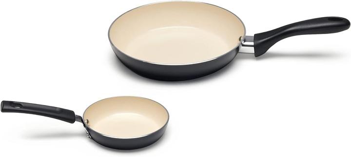 Actual product image Amazon Basics 11Piece Pan Set Ceramic Pots and Pans NonStick Coating PFOA and PTFE Free BlackCream (Pan set + pot set, Aluminium)