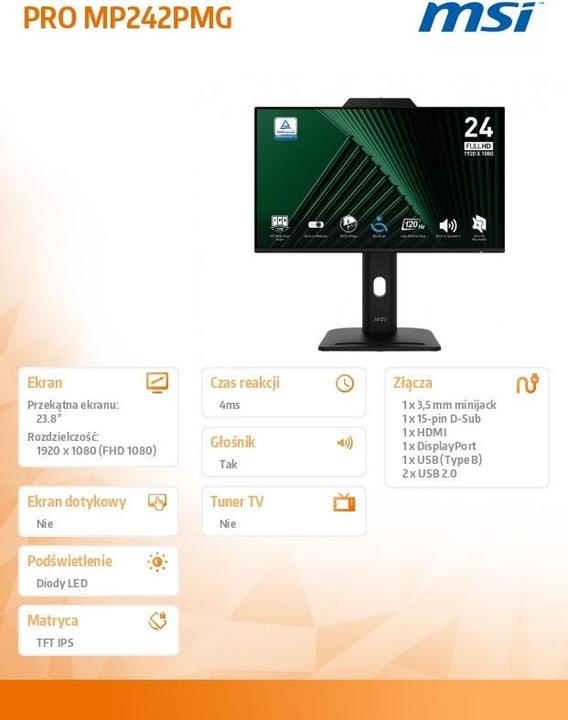 Actual product image MSI PRO MP242PMG (1920 x 1080 pixels, 23.80")