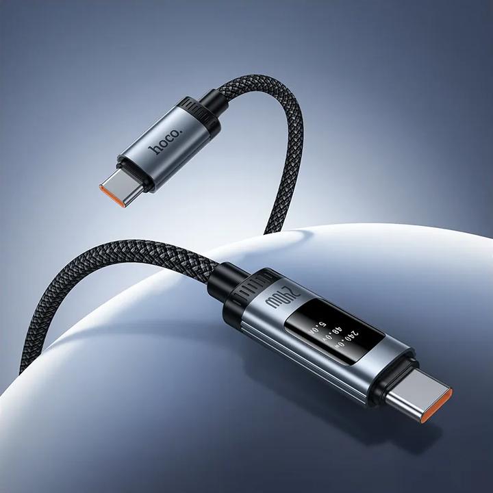 Actual product image Hoco Cable Data Cable with digital display USB A to USB C PD 6A 240W 1,2 m U148 black (1.20 m, 240 W)