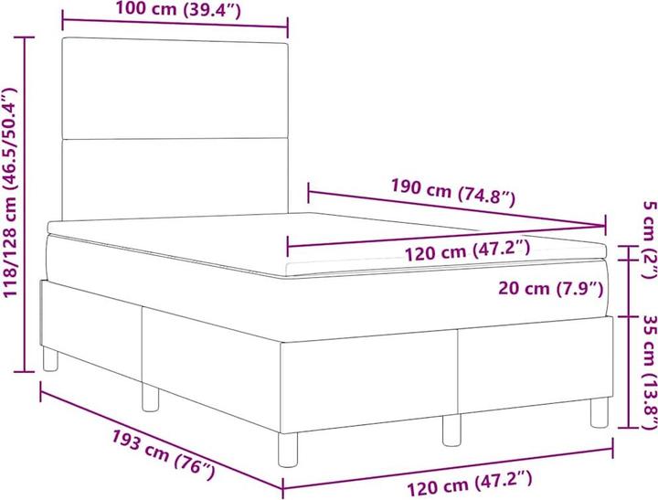 Produktbild vidaXL Boxspringbett (120 x 190 cm)