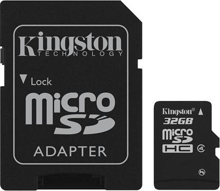 Image du produit Kingston microSDHC 32 Go classe 4 (32 Go, microSDHC)