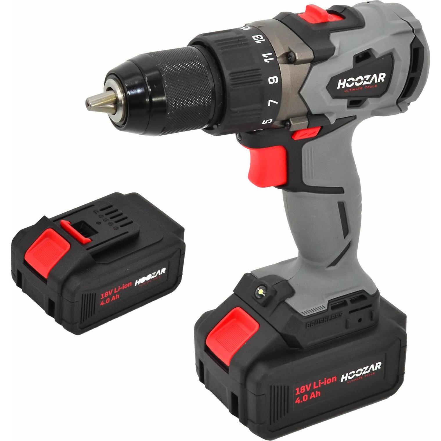 Hoozar, Trapano + Avvitatore a batteria, Schraubendreher 18V 2X4.0Ah 60Nm Cd60Bl-M2