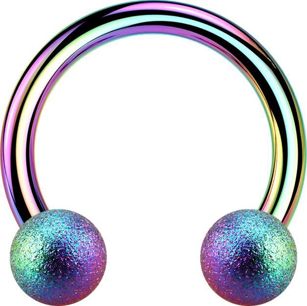 Actual product image Star Piercing Circular barbell coloured with two balls speckled (without brass, Surgical steel 316L)