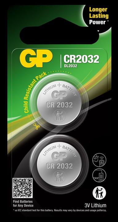 Actual product image GP Batteries Lithium CR2032 (2 pcs., CR2032, 240 mAh)