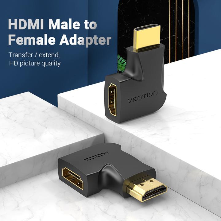 Actual product image Vention HDMI 90 Degree Male to Female Vertical Flat Adapter Black (HDMI)