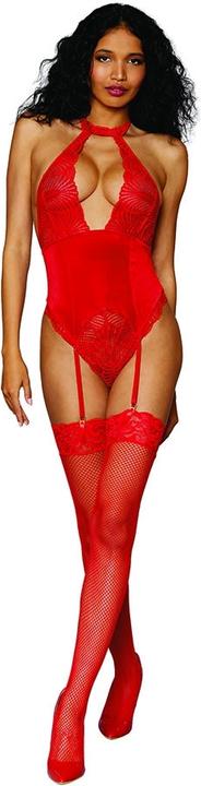 Produktbild Dreamgirl Women's Stretch Lace and Stretch Velvet Garter Teddy (One Size)