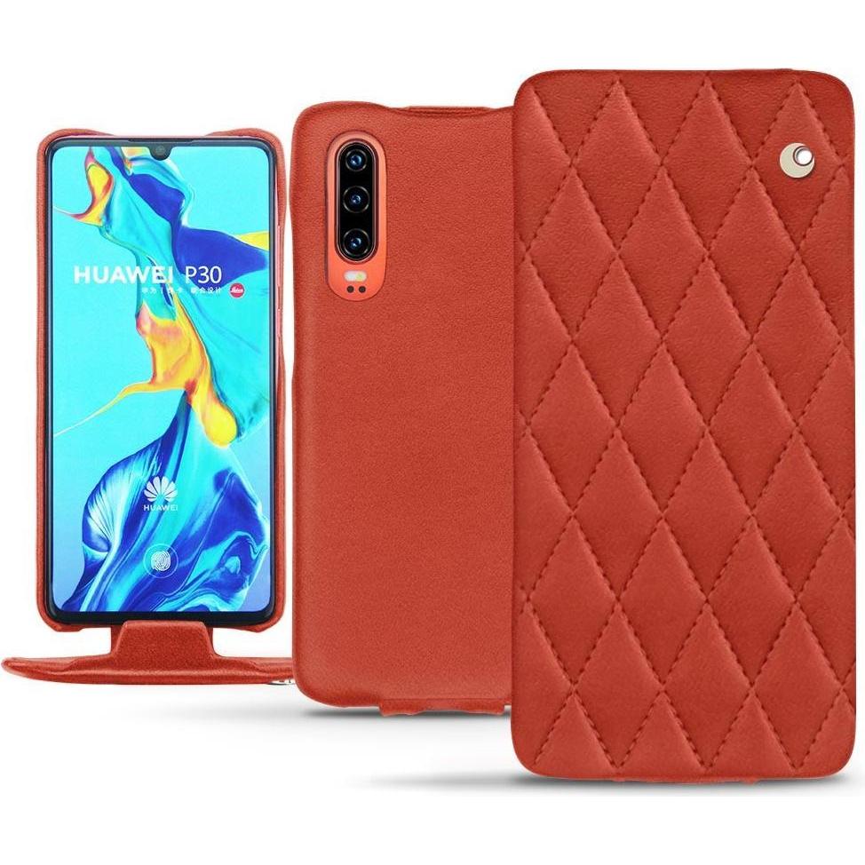 Noreve Lederschutzhülle vertikal (Huawei P30), Smartphone Hülle, Orange