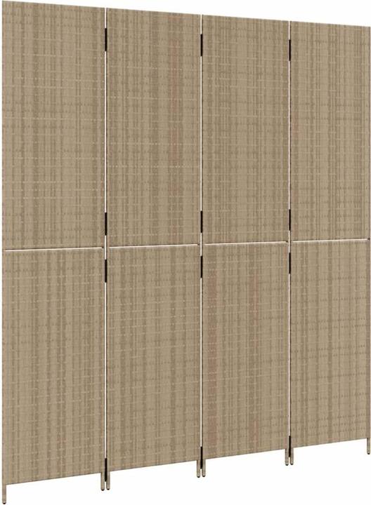 Produktbild vidaXL Paravent 4-tlg. Beige Poly Rattan,Farbe: Beige,Material: Poly