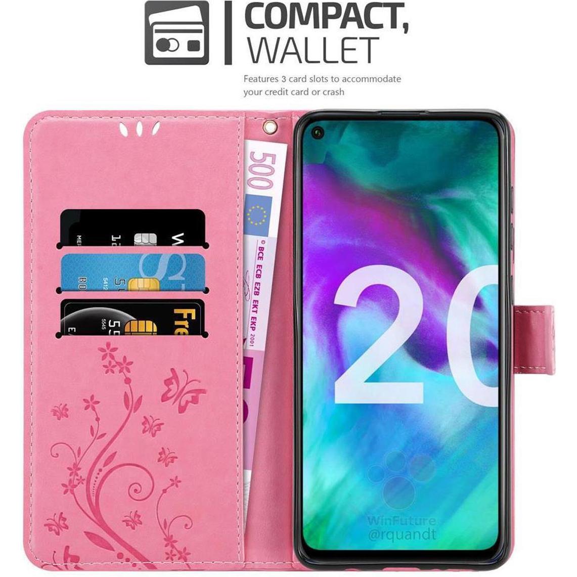 Thumbnail - Cadorabo Flower Book Cover (Honor 20), Smartphone Hülle, Rosa