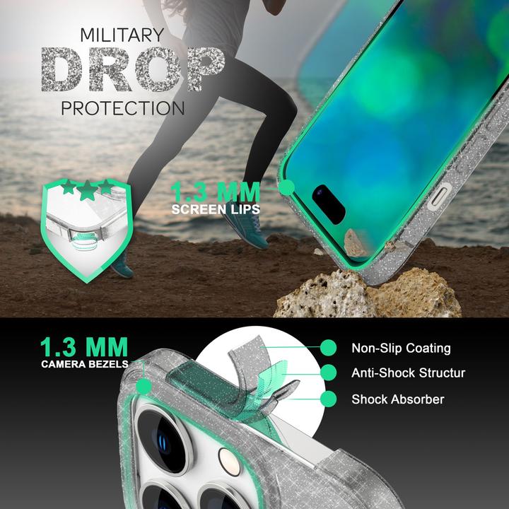 Actual product image Nalia Clear glitter silicone cover (Apple iPhone 14 Pro Max)