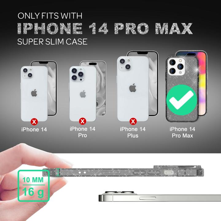 Actual product image Nalia Clear glitter silicone cover (Apple iPhone 14 Pro Max)