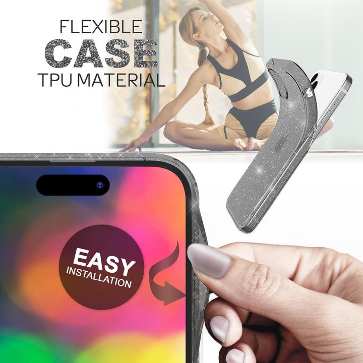 Actual product image Nalia Clear glitter silicone cover (Apple iPhone 14 Pro Max)