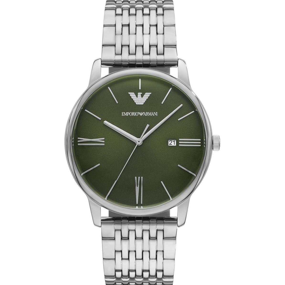 Emporio Armani, Armbanduhr, Herrenuhr, Silber, (Analoguhr, 42 mm)