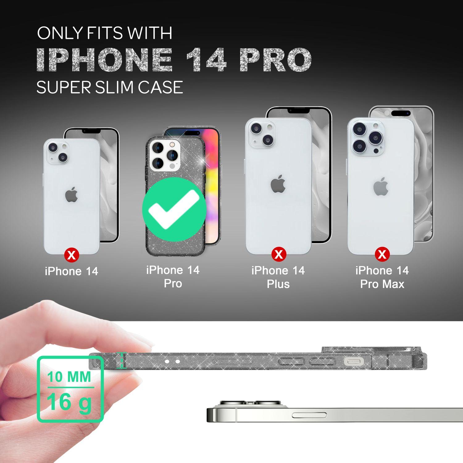 Thumbnail - Nalia Klare Glitzer Silikon Hülle (Apple iPhone 14 Pro), Smartphone Hülle, Schwarz