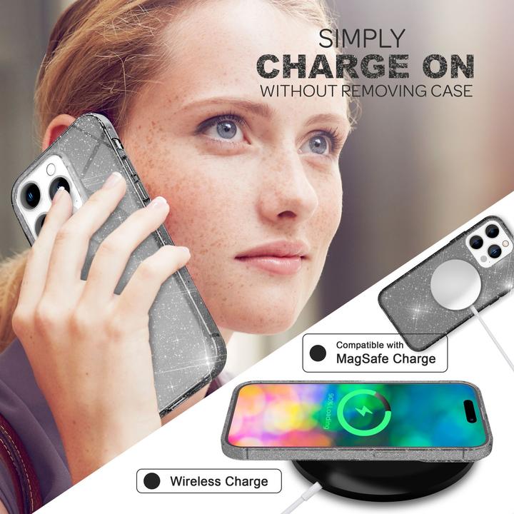 Actual product image Nalia Clear glitter silicone cover (Apple iPhone 14 Pro Max)