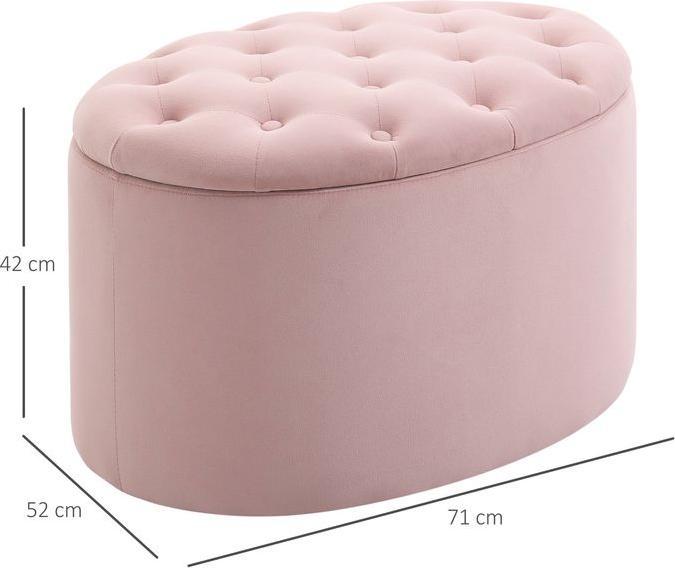 Actual product image Swisshandel24 Bench Upholstered bench with storage space Chest bench Oval shape Hallway Bedroom Living room (71 cm)