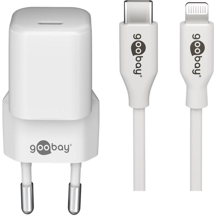 Actual product image Goobay USB C Nano Quick Charger with Lightning Cable (30 W)