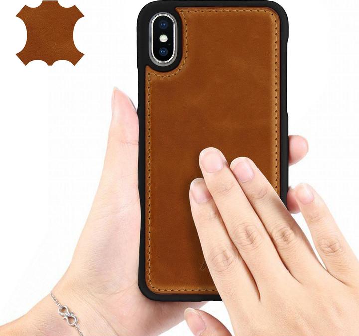 Produktbild Akashi Schutzhülle aus Echtleder stoss- kratzfest für Apple iPhone X /XS – Kupfer (Apple iPhone X, Apple iPhone XS)