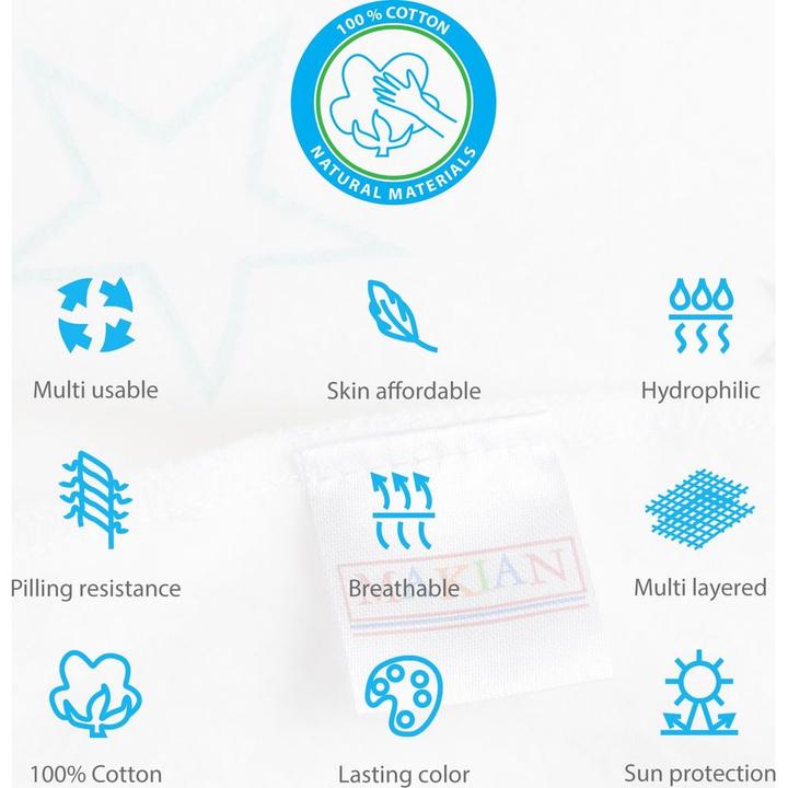 Actual product image Makian Gauze cloth set of 4 80 x 80 cm Pink and white stars (80 cm, 80 cm)