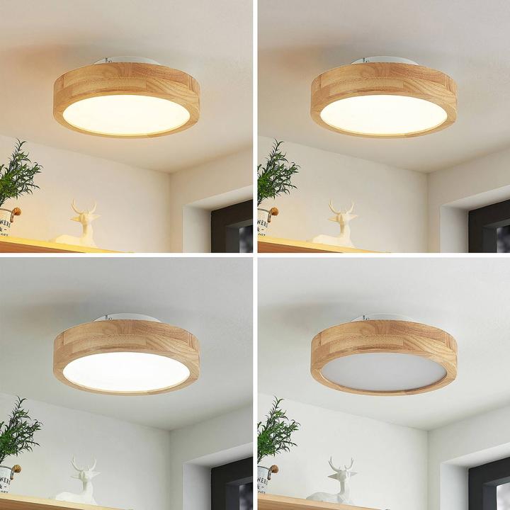 Produktbild Lindby Lanira LED-Deckenlampe aus Eichenholz, 30cm (1150 lm)