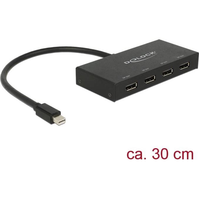 Thumbnail - Delock Mini-Displayport zu 4xDisplayport Splitter (Mini DP, 14.30 cm), Data + Video Adapter, Schwarz
