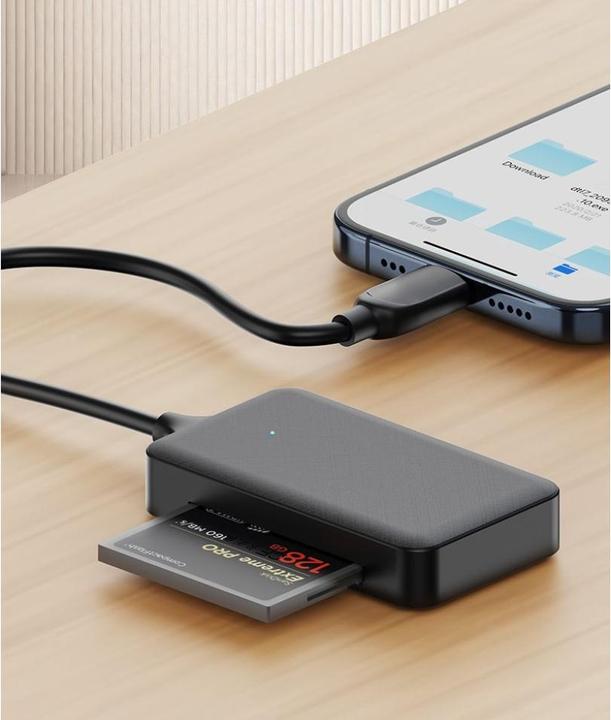 Actual product image PowerGuard Quad 4-in-1 USB-C Cardreader CompactFlash SD MicroSD MS (USB 2.0, USB 3.1)